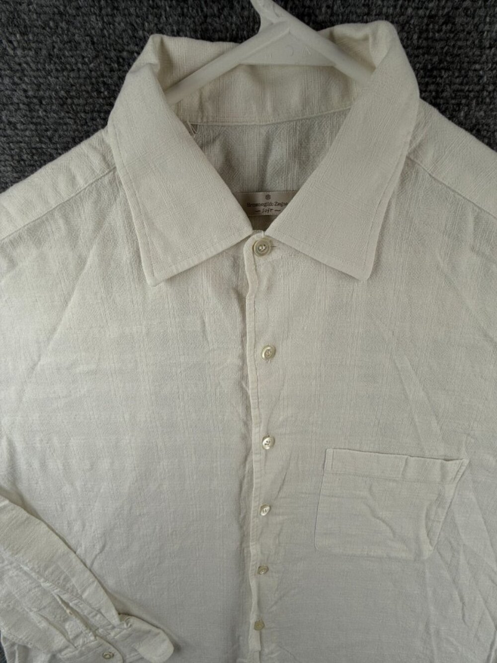 Ermenegildo Zegna Soft White Long Sleeve Button Up Size 17 Cotton PAPER Blend